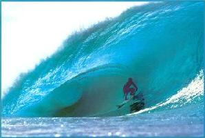 in the tube at Banzai Pipeline in Hawaii